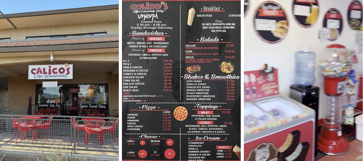 Calico's *We deliver from 4-7pm only!* Menu
